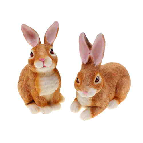 Hasen Set braun H 10cm Polyresin Osterhase Krippe Streudeko Ostern