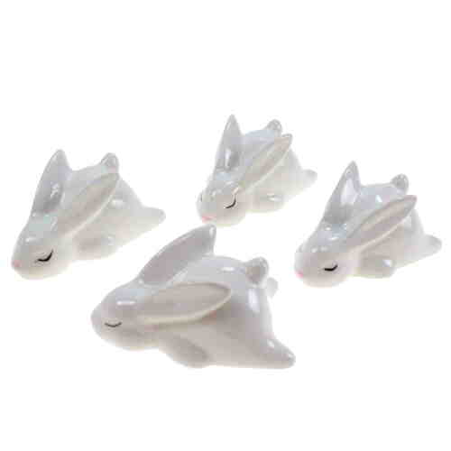 Hase liegend klein wei� Keramik Porzellan 8x5x4,5cm Ostern Fr�hling Deko Figur 