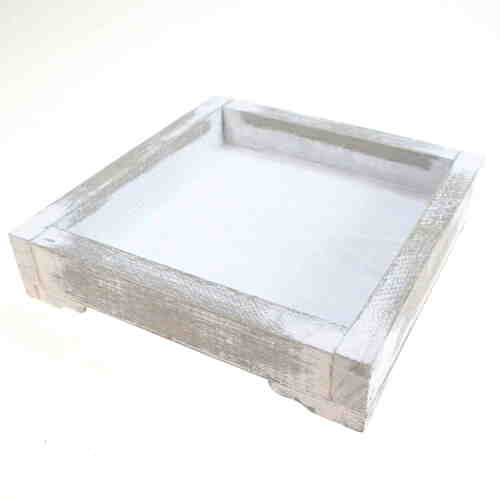 Holztablett quadratisch 22cm Deko Holz Tablett Platte Unterlage shabby vintage look