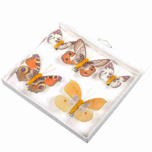 5 Schmetterlinge Set 5 + 8cm mit Metall Clip Foam Butterfly Fr�hling