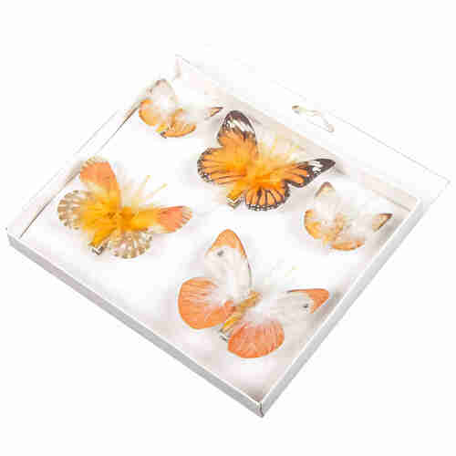 5 Schmetterlinge Set 5 + 8cm mit Metall Clip Foam Butterfly Fr�hling 