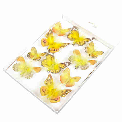 10 Feder Schmetterlinge Set 8cm + 5cm mit Metall Clip Butterfly Federn