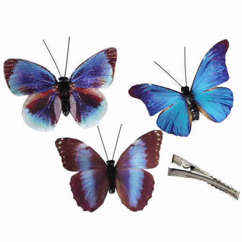 12 Schmetterlinge Set 10x7cm mit Metall Clip Butterfly Stoff Gewebe Fr�hling