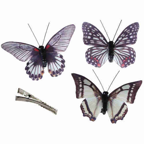 12 Schmetterlinge Set 10x7cm mit Metall Clip Butterfly Stoff Gewebe Fr�hling 