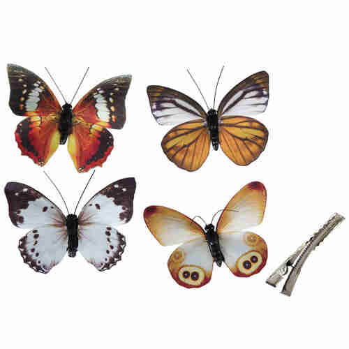 12 Schmetterlinge Set 10x7cm mit Metall Clip Butterfly Stoff Gewebe Fr�hling 