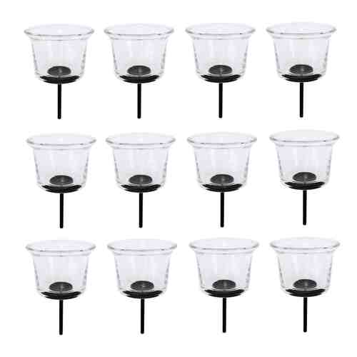 Teelichthalter Stecker Glas Windlicht 6,5cm H 4,5cm + 5,5cm Stab Kerzenhalter