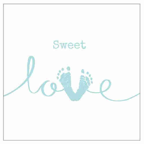 20 Servietten sweet love Babyf��e Baby Schrift 3-lagig 33x33cm Junge M�dchen Geburt Taufe 