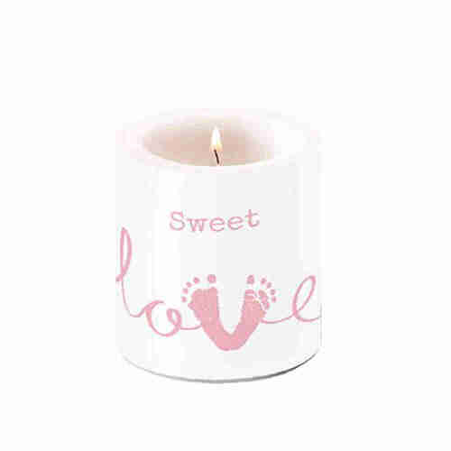 Kerze 87x75mm sweet love Babyf��e Baby F��e Taufe Geburt Tischdekoartion Stumpenkerze