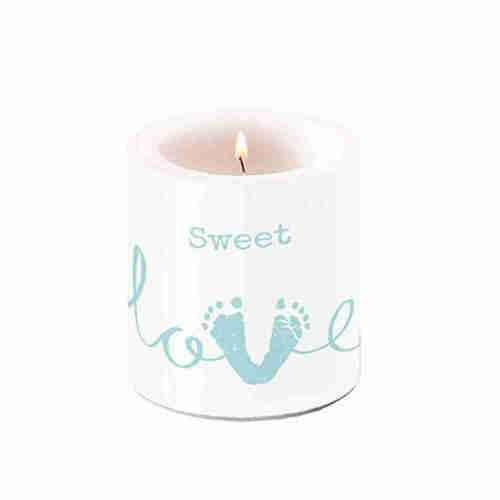 Kerze 87x75mm sweet love Babyf��e Baby F��e Taufe Geburt Tischdekoartion Stumpenkerze 