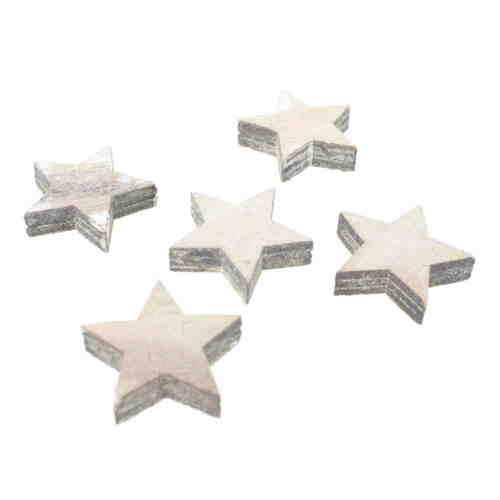 72 Holz Sterne 3cm shabby natur wei� Winter Advent Streuteile Deko Holzstern