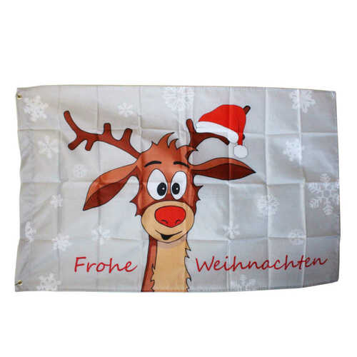 Fahne Flagge Rentier Elch 140x90cm mit �sen Frohe Weihnachten
