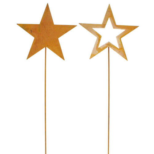 Set 2 Stecker Stern rost Metall L59cm Sternstecker Blumenstecker Gartenstecker