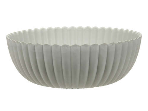 Pflanzgef��  25xH9cm rund Kunststoff grau gewischt Pflanzschale Blumentopf Deko