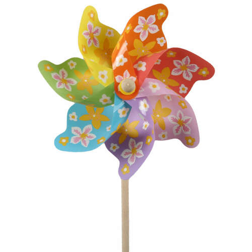 Windrad Stecker bunt ca 22cm L55cm Holz Kunststoff Windm�hle Pick Stab Sommer