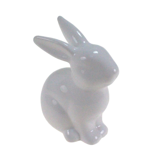 Hase sitzend Keramik wei� 11,5x9,5x6,3cm Osterhase Ostern Fr�hling Figur