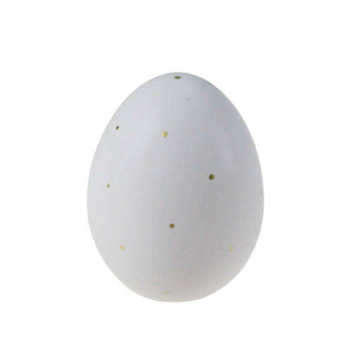 Ei Keramik wei� gold 9,3x6,8x6,8cm Osterei Ostern Fr�hling Figur Deko stehend