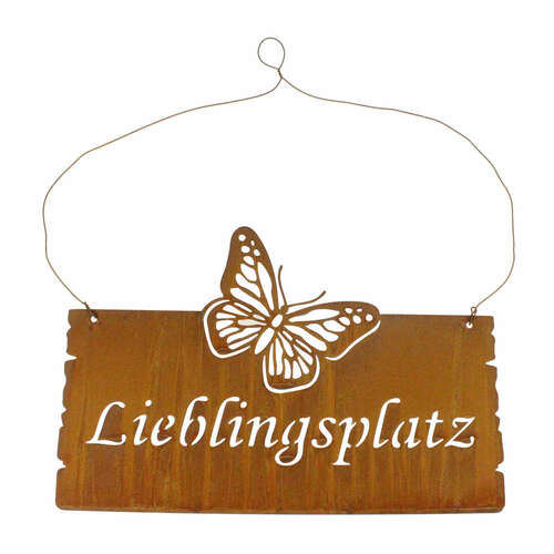 Schild Lieblingsplatz 30x20cm Metall mit Schmetterling H�nger Eingangsschild T�r Deko