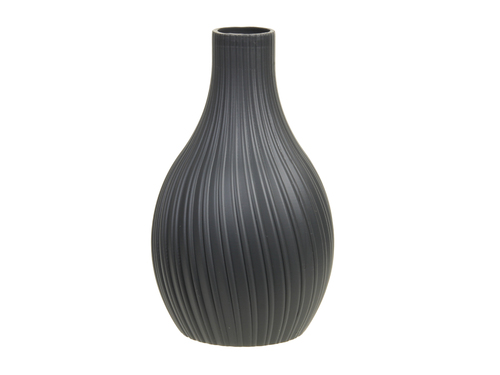 Kleine Vase Kunststoff Rillen H 16cm  9,5cm Blumenvase 