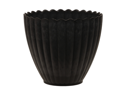 Blumentopf 13xH11,5cm rund Kunststoff anthrazit gewischt Pflanztop Deko Pflanzgef��