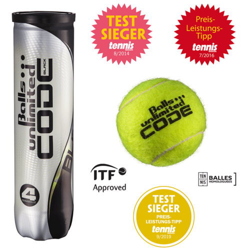 Balls Unlimited Code Black 4er Tennisball ITF Approved