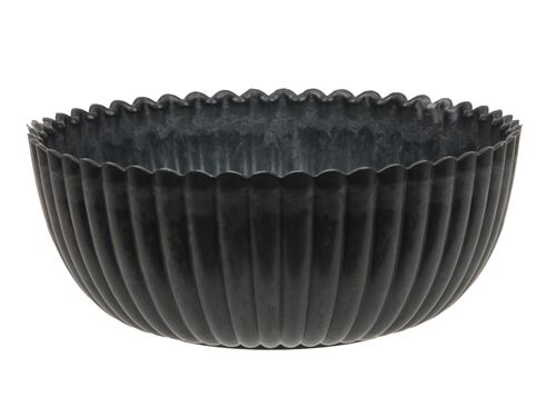 Pflanzgef�� 15x6cm rund recy. Kunststoff anthrazit gewischt Pflanzschale Blumentopf Deko