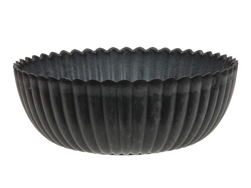 Pflanzgef�� 20x7,5cm rund rec. Kunststoff anthrazit gewischt Pflanzschale Blumentopf Deko