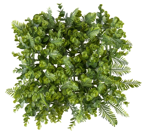 2er Set Eukalyptus-Farn Wandmatte 25x25 cm - Pflegeleichte grne Kunstpflanze