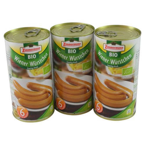 BIO Wiener W�rstchen 3er Pack (3 Dosen � 6 St�ck / 250 g)