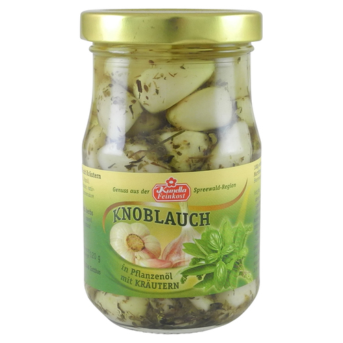 Knoblauchzehen in l mit Krutern von Kunella Feinkost (185 g Glas)