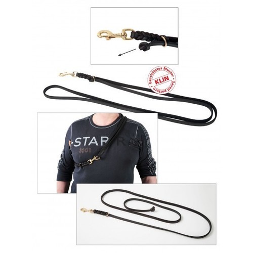 Grobys Fettleder Hundeleine mit 3 Funktionen auch als Umhngeleine 2,3 Meter 12 mm