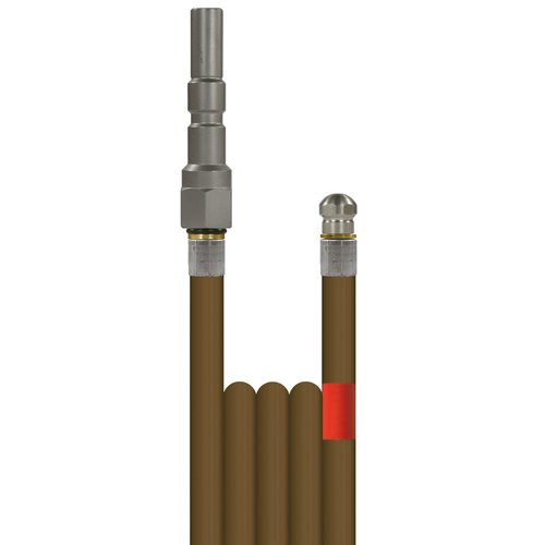 30m Rohrreinigungsleitung R+M 1, DN4, braun, Stecknippel KW-Profi auf Dse 4x1,2, mit Frontbohrung, max. 99-C, max. 300bar