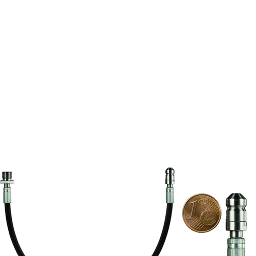 10m Mini-Rohrreinigungsleitung, DN2, schwarz, 1/8 Zoll Aussengewinde auf Dse 4x0,8, mit Frontbohrung, max. 60-C, max. 500bar