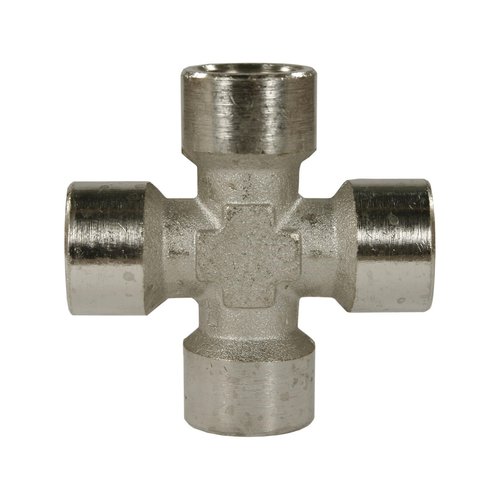 Kreuzst�ck 1/4 IG, max. 150bar, Messing vernickelt