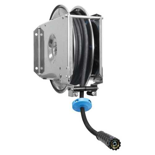 Schlauchaufroller aus VA komplett mit 30m Schlauch schwarz DN8, M22 IG