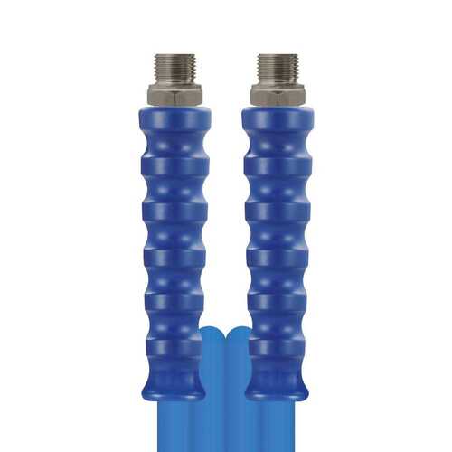 Lebensmittelschlauch PUReClean365+ Blau, max. 40 bar, glatte Decke, komplett Edelstahl