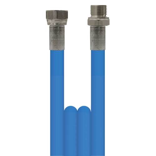 Lebensmittelschlauch PUReClean365+ Blau, DN 12, max. 100 bar, glatte Decke, komplett Edelstahl, ohne Knickschutz