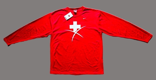 Nike Dri-Fit Longsleeve Herren-Shirt, rot, SWISS ICE HOCKEY   -- RESTPOSTEN --
