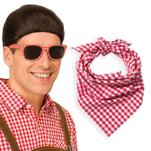 Andre Brille und Halstuch rot-wei� kariert Kost�m-Zubeh�r f�r Erwachsene
