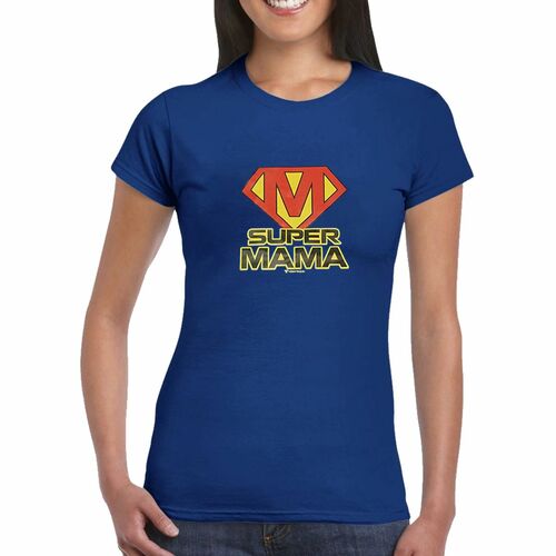 Super Mama T-Shirt blau Muttertag Geburtstag f�r Damen