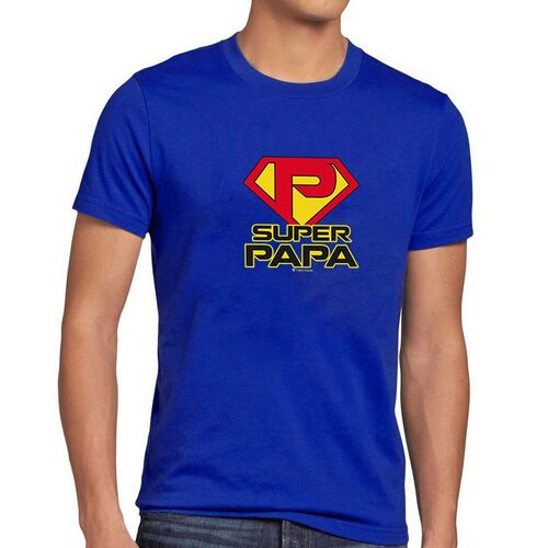 Super-Papa T-Shirt blau mit Spruch Vatertag f�r Herren