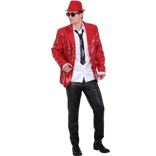 Las Vegas Pailletten-Jacke Show-Sakko rot f�r Herren