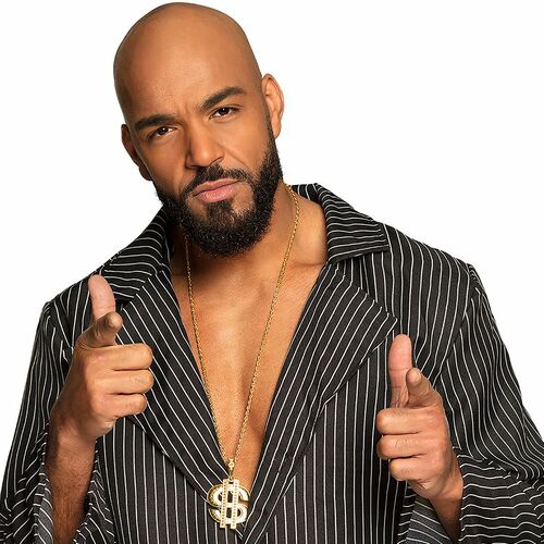 Pimp Kette mit Dollar-Zeichen Gold 45 cm lang Kost�m-Zubeh�r