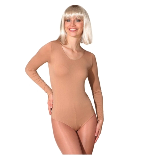 Body hautfarben Langarmbody hellbraun f�r Kinder und Damen