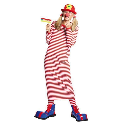 Langes Ringelshirt Nachthemd rot-wei� f�r Erwachsene