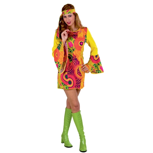 Hippie Kost�m Mrs. Orange f�r Damen Hippie-Kleid