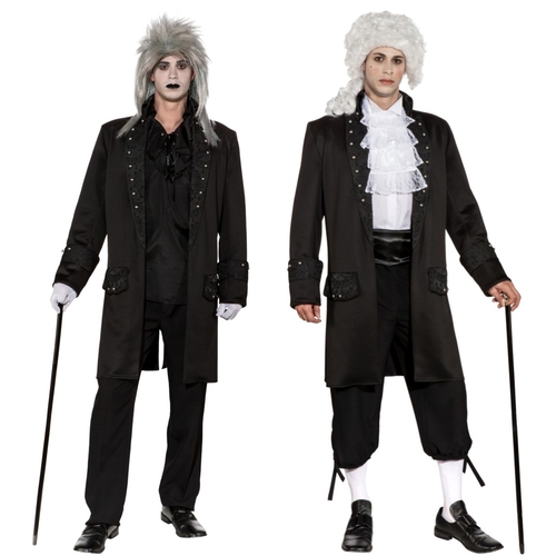 Gothic Barock Kurzmantel Ornamente Schwarz f�r Herren