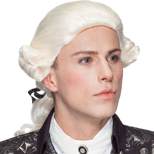 Barock Per�cke mit Zopf creme-wei� f�r Herren