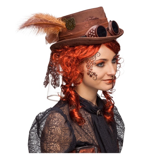 Steampunk Zylinder mit Brille, braun