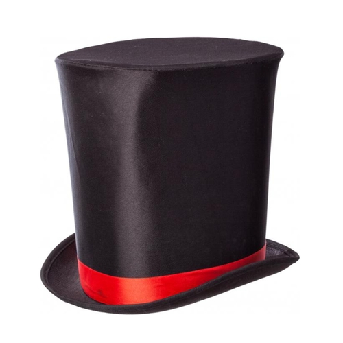 Gothic Zylinder Hoher Hut 25 cm Schwarz mir rotem Band KW 58 cm f�r Herren