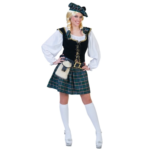 Highland Kost�m Schottin gr�n kariert f�r Damen